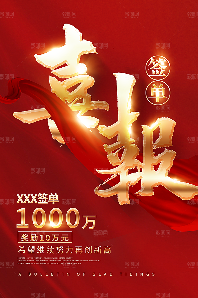 年终红色喜庆战报喜报海报