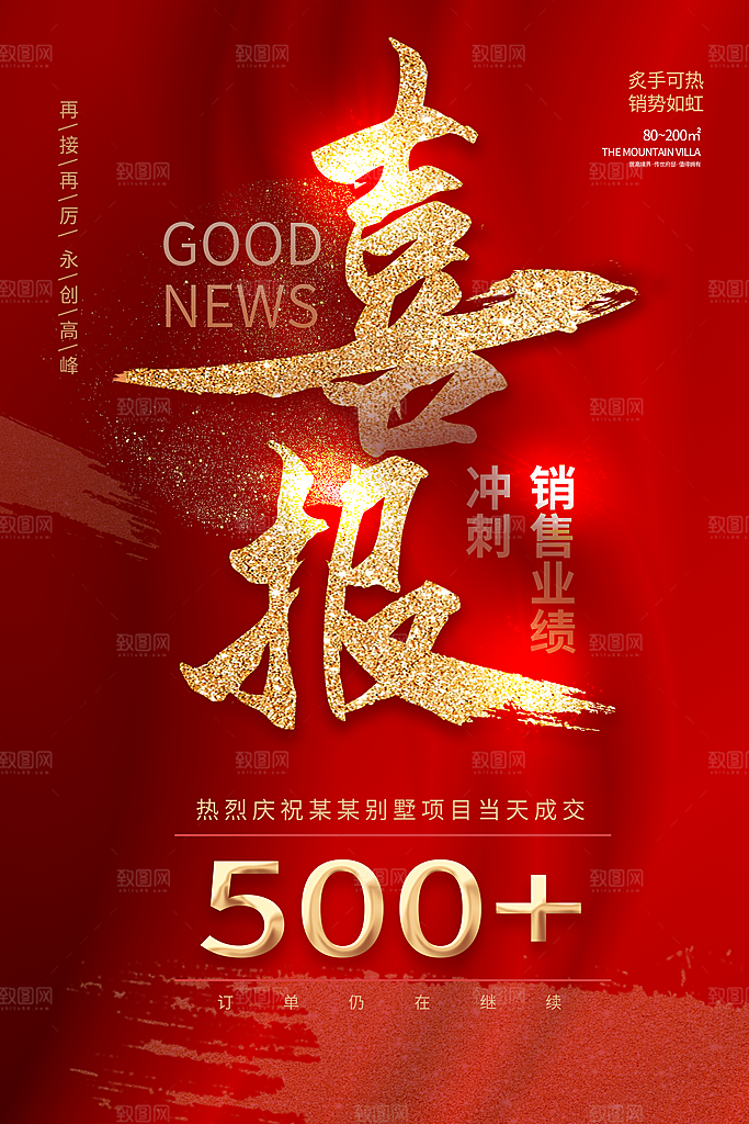 年终红色喜庆战报喜报海报