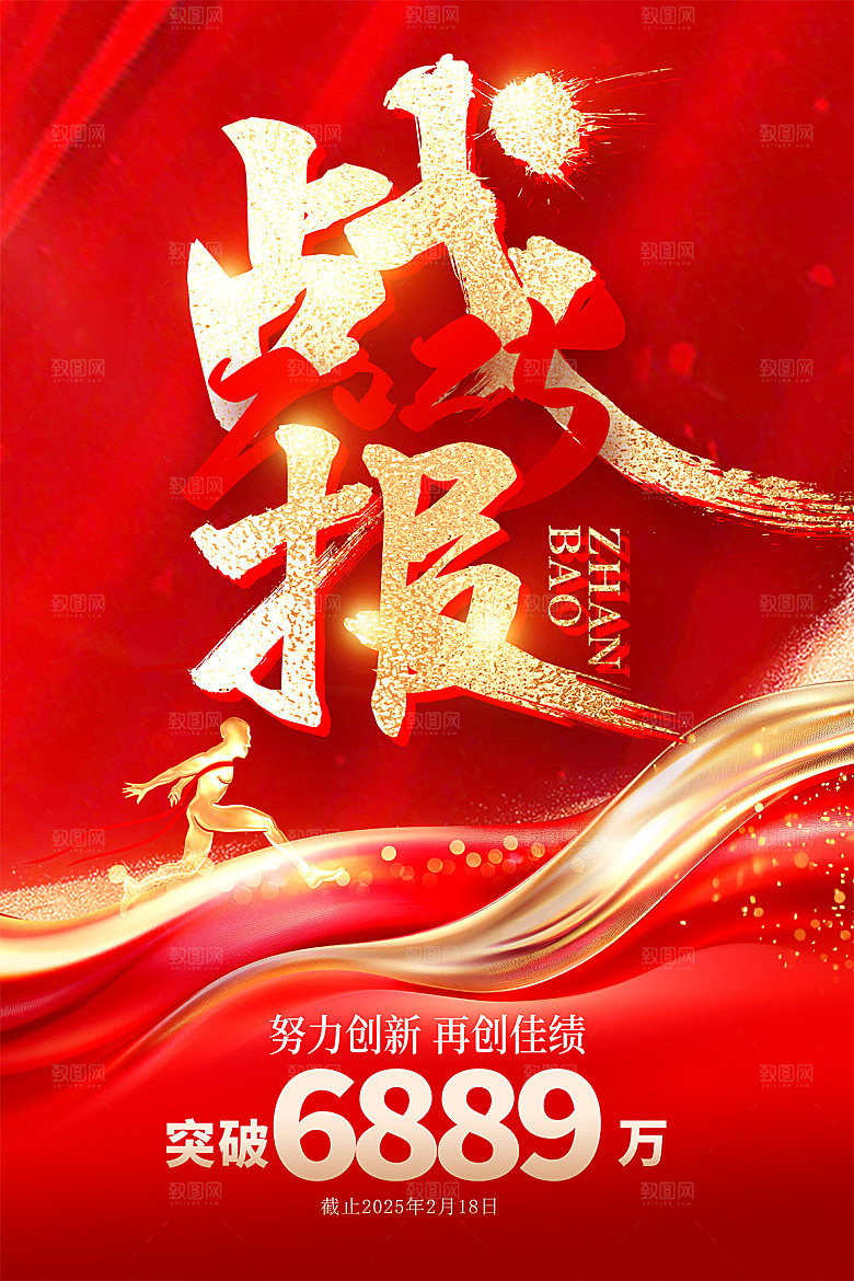 年终红色喜庆战报喜报海报