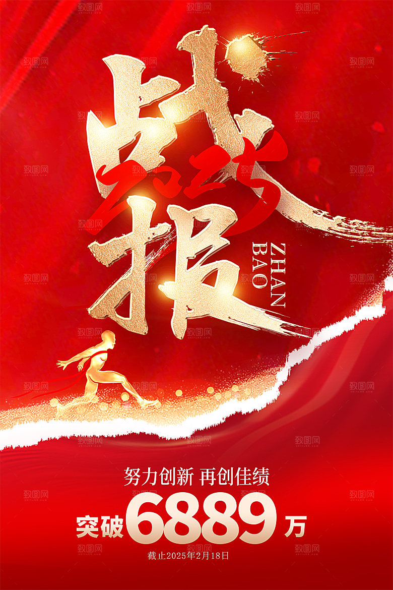 年终红色喜庆战报喜报海报