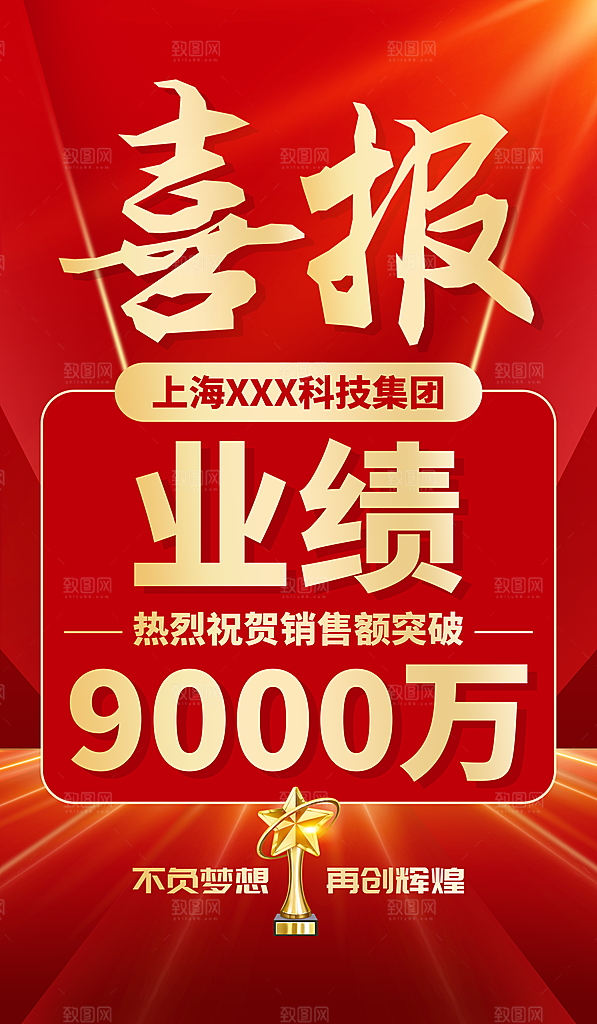 年终红色喜庆战报喜报海报