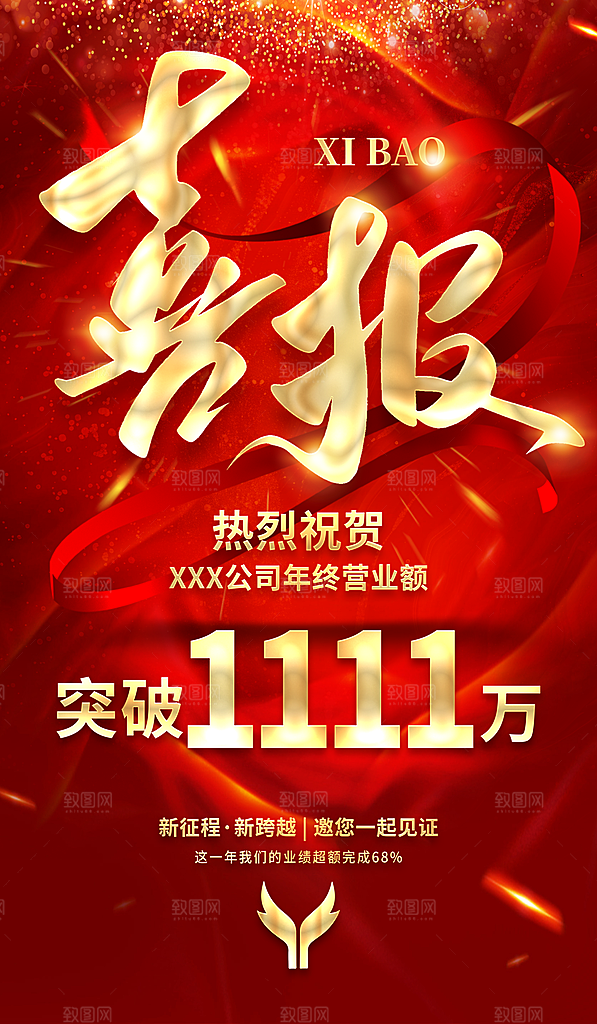 年终红色喜庆战报喜报海报