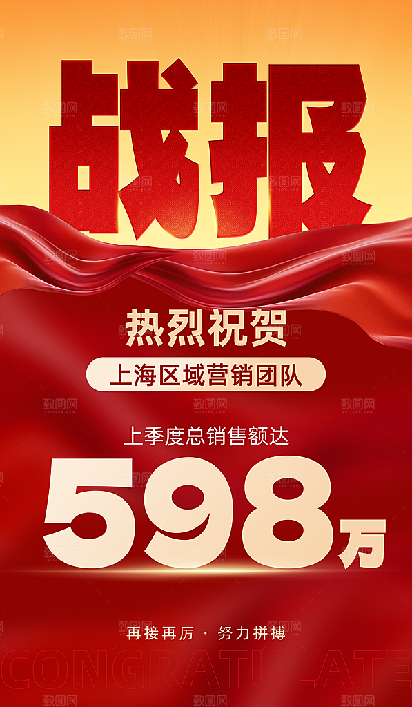 年终红色喜庆战报喜报海报