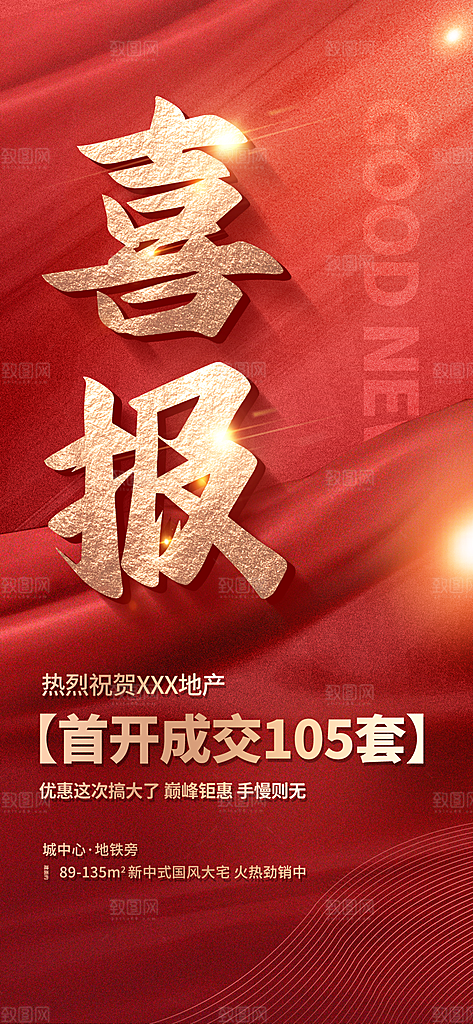 年终红色喜庆战报喜报海报