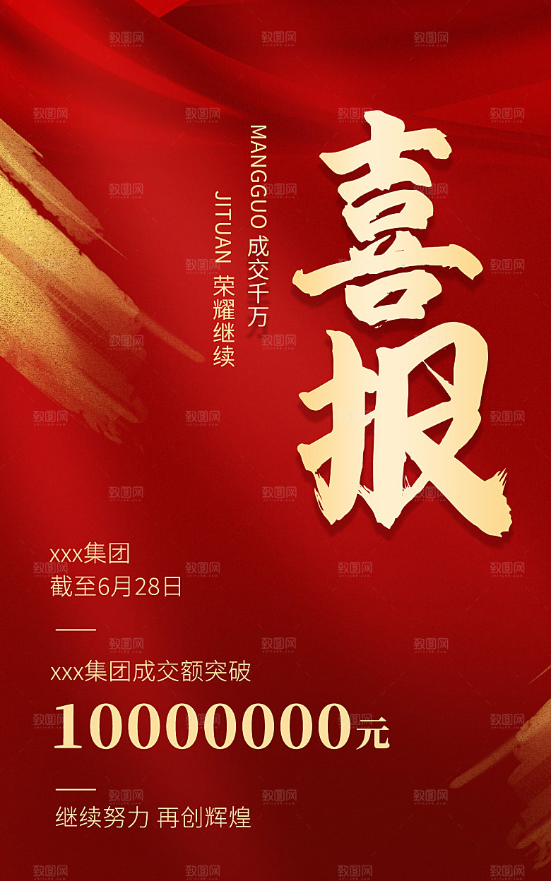年终红色喜庆战报喜报海报