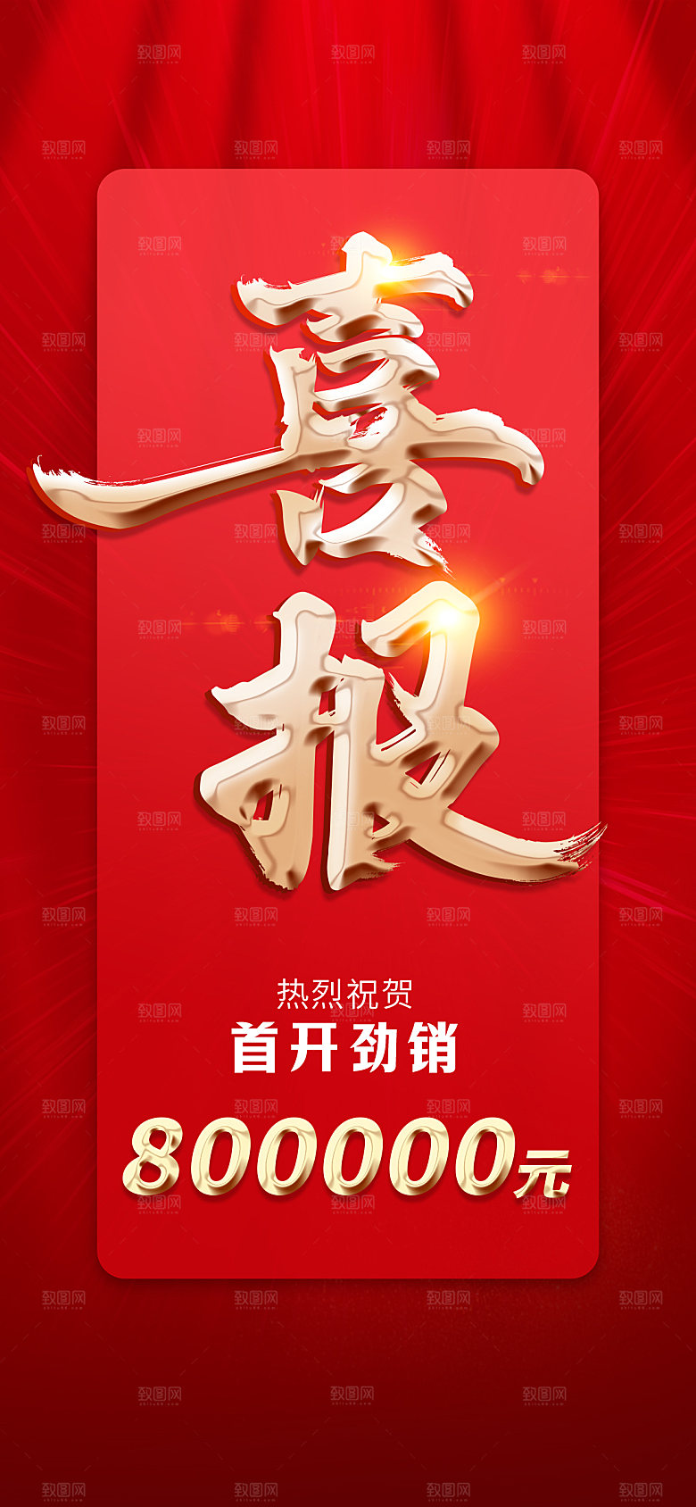 年终红色喜庆战报喜报海报