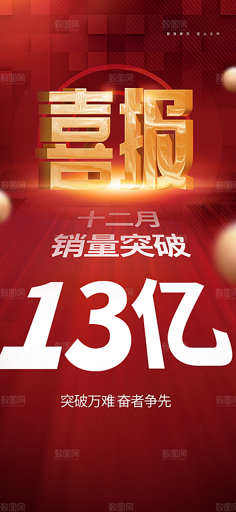 简约大气红色喜报战报海报模板
