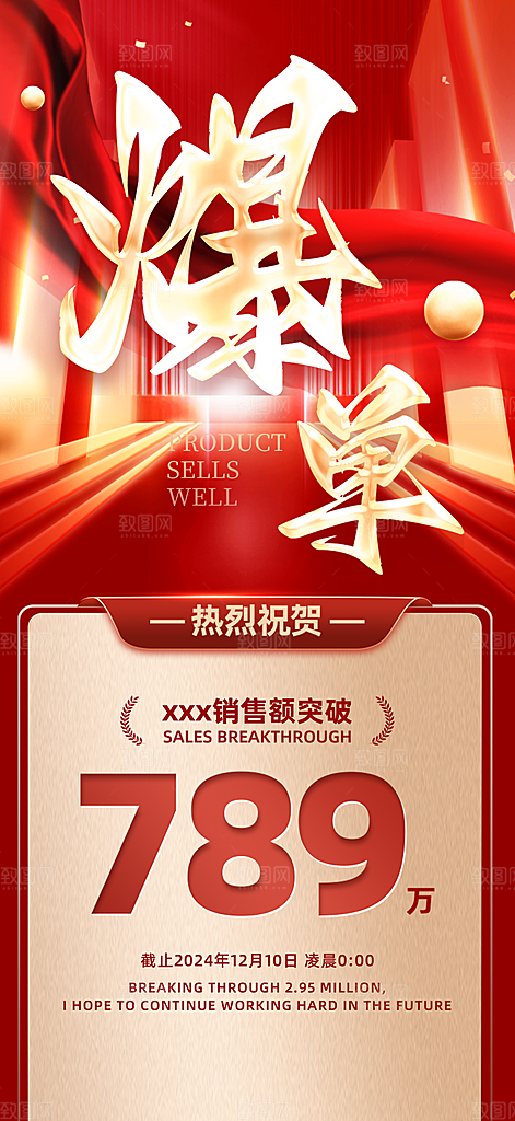 年终红色喜庆战报喜报海报