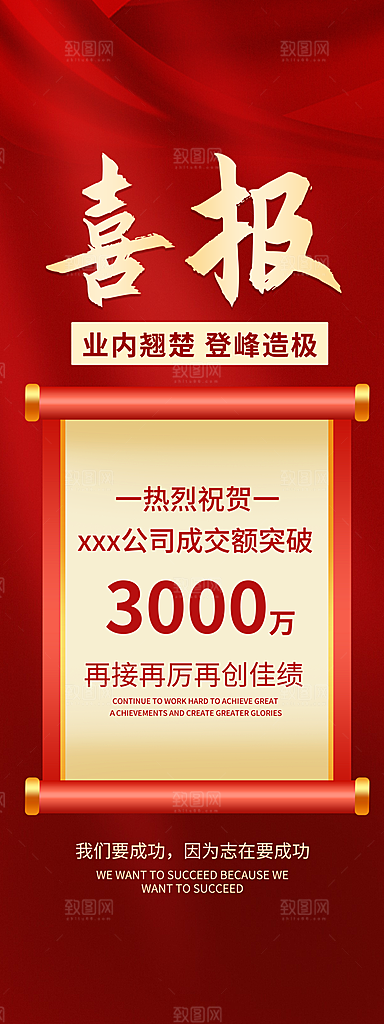 年终红色喜庆战报喜报海报