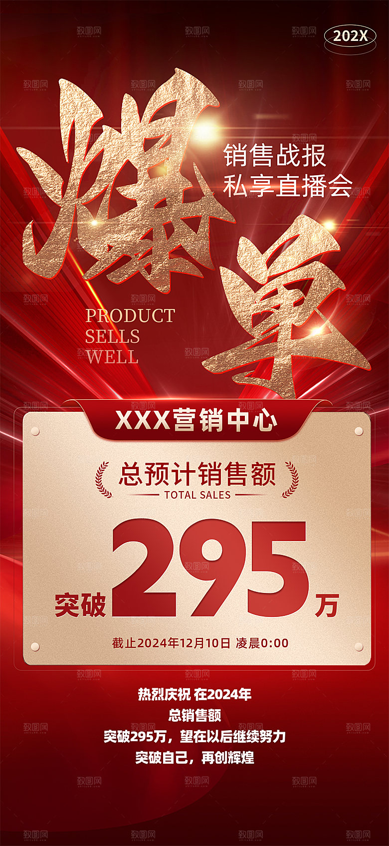年终红色喜庆战报喜报海报