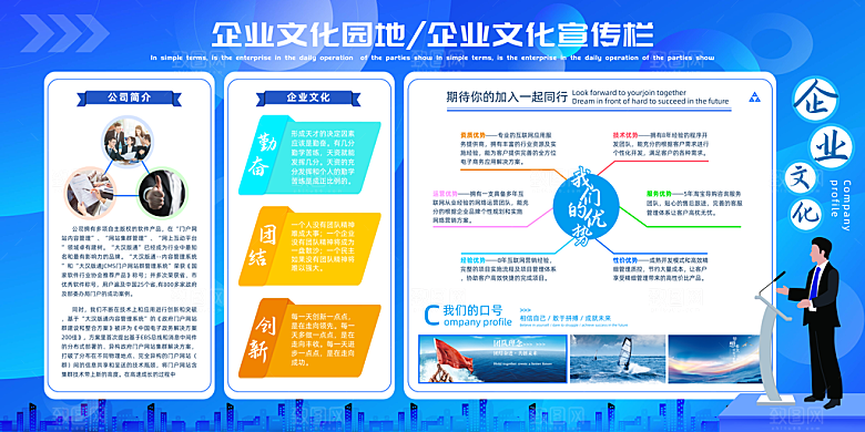 简约大气公司企业文化墙展板