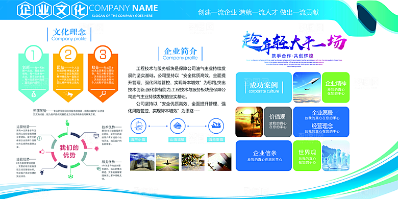 简约大气公司企业文化墙展板