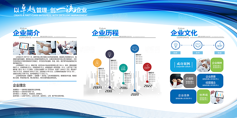 简约大气公司企业文化墙展板