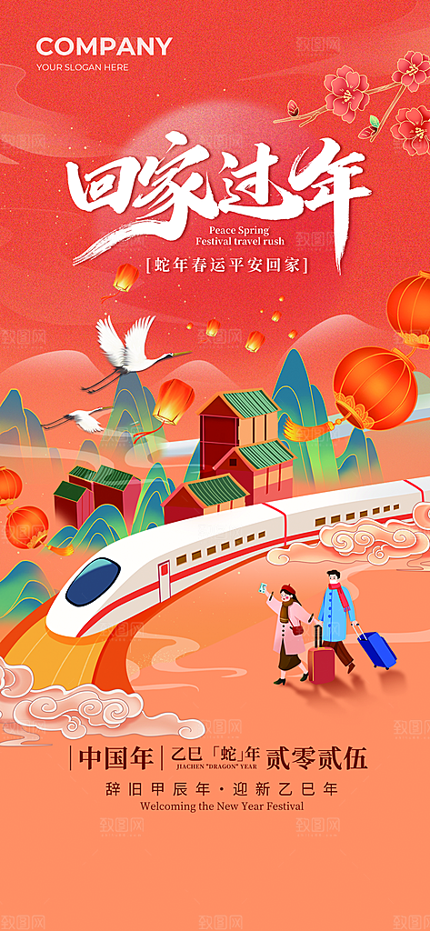 2025蛇年春运回家过年海报