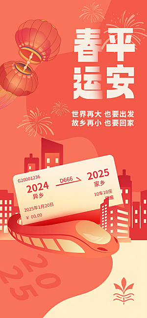 2025蛇年春运回家过年海报