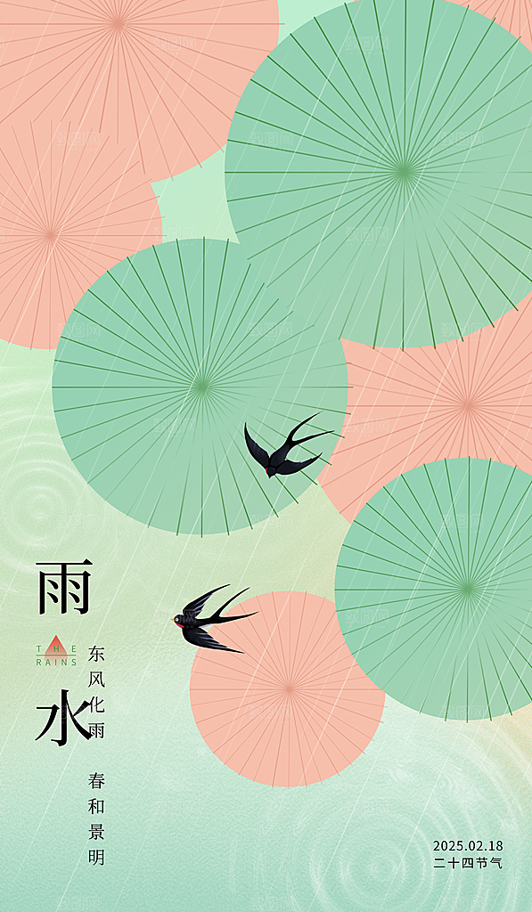 传统节气雨水海报模版