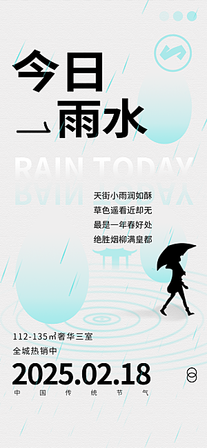 传统节气雨水海报模版