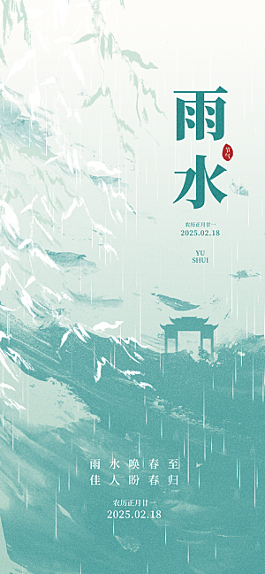 传统节气雨水海报模版