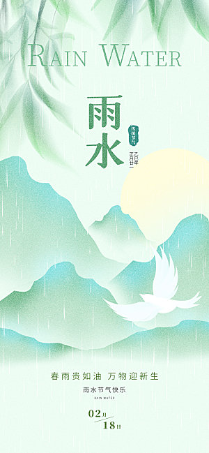 传统节气雨水海报模版