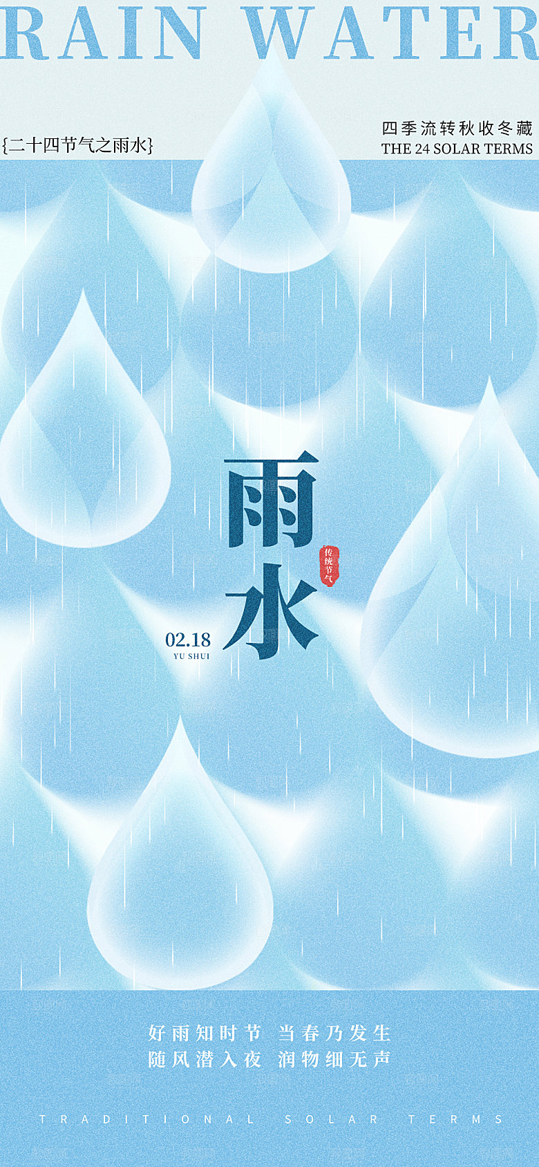 传统节气雨水海报模版