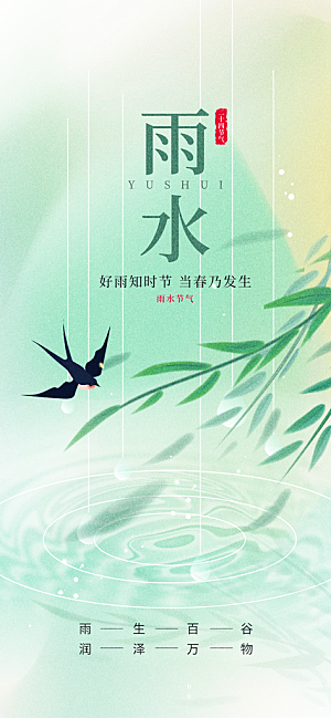 简约大气雨水节气海报