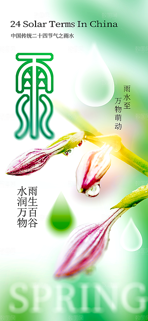 传统节气雨水海报模板