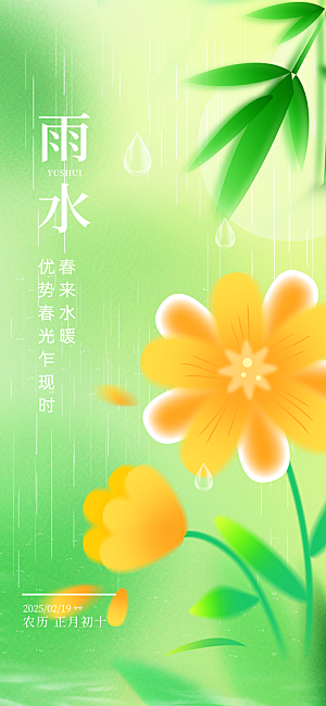 雨水节气简约大气海报