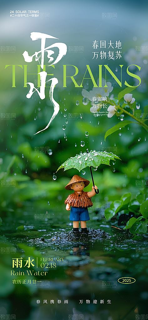 传统节气雨水海报模板