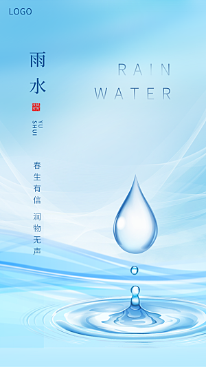 雨水节气简约大气海报