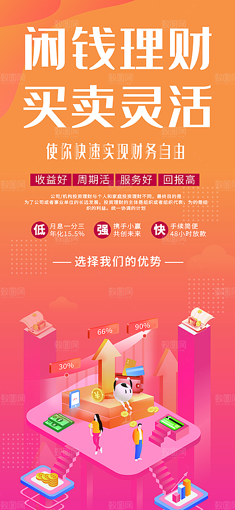 金融理财投资财富保险手机营销长图海报