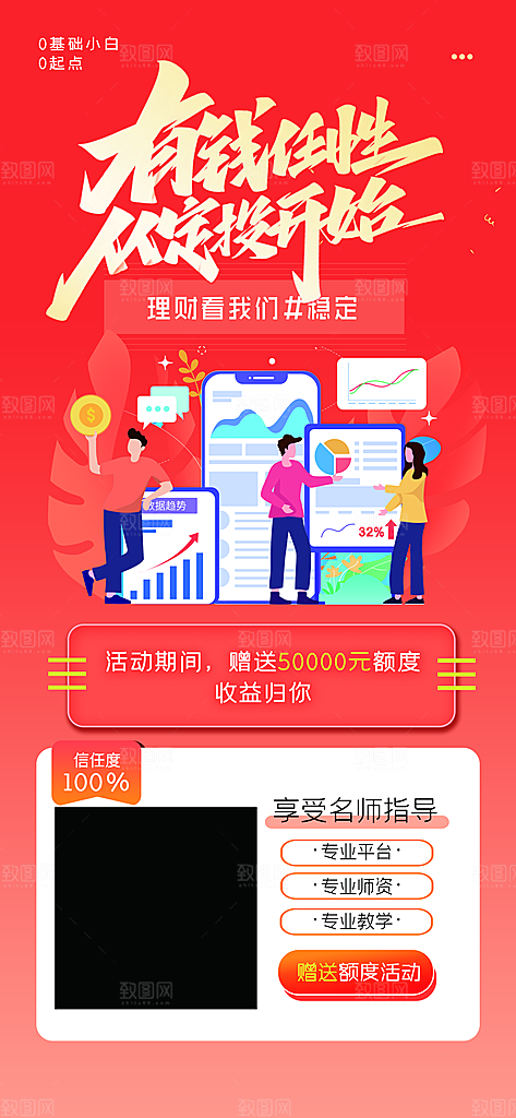 金融理财投资财富保险手机营销长图海报