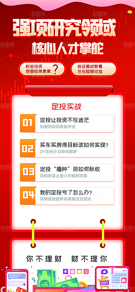 金融理财投资财富保险手机营销长图海报