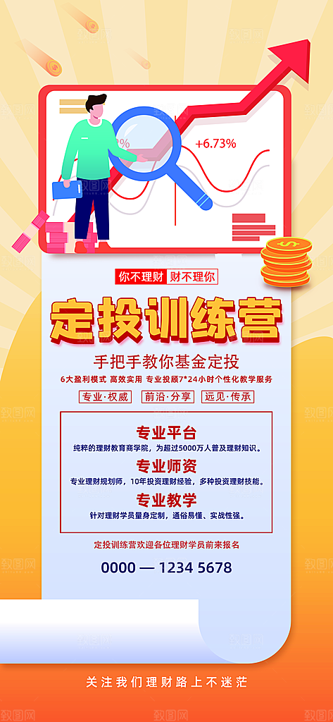 金融理财投资财富保险手机营销长图海报