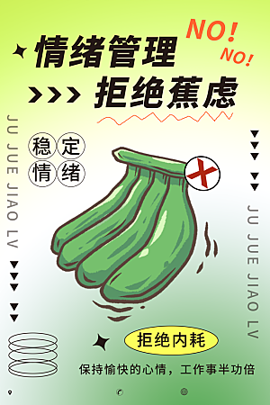 拒绝内耗禁止焦虑情绪管理日签励志海报