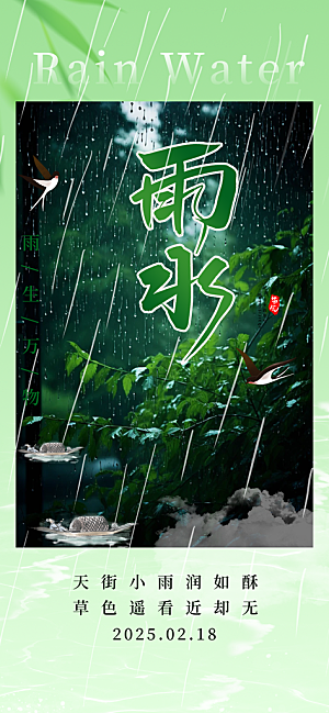 大气传统雨水二十四节气海报