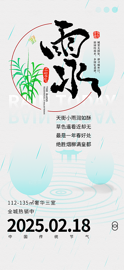 传统雨水二十四节气海报