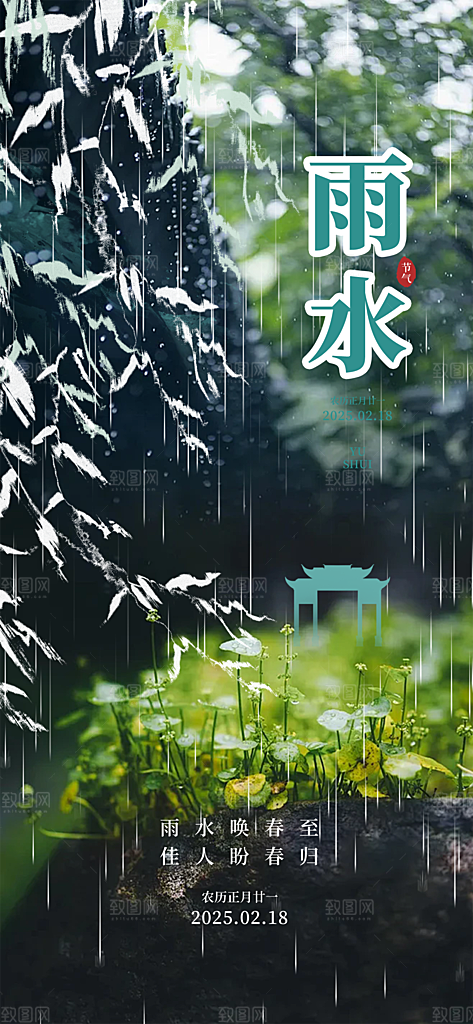 传统雨水二十四节气海报