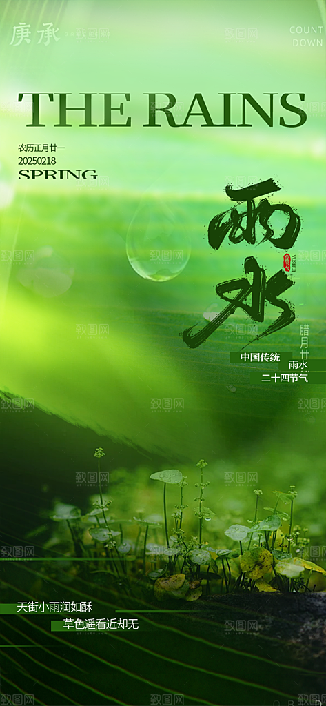 节气雨水二十四节气海报