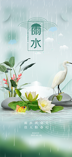 雨水二十四节气海报