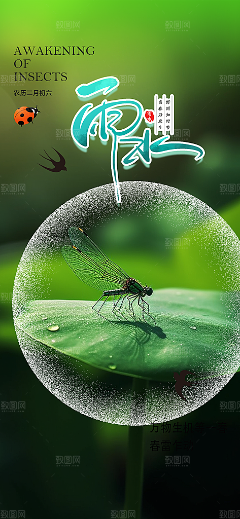 大气传统雨水二十四节气海报