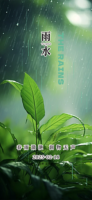 大气传统雨水二十四节气海报