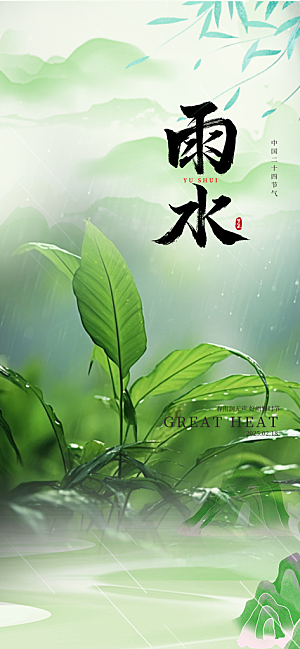 大气传统雨水二十四节气海报