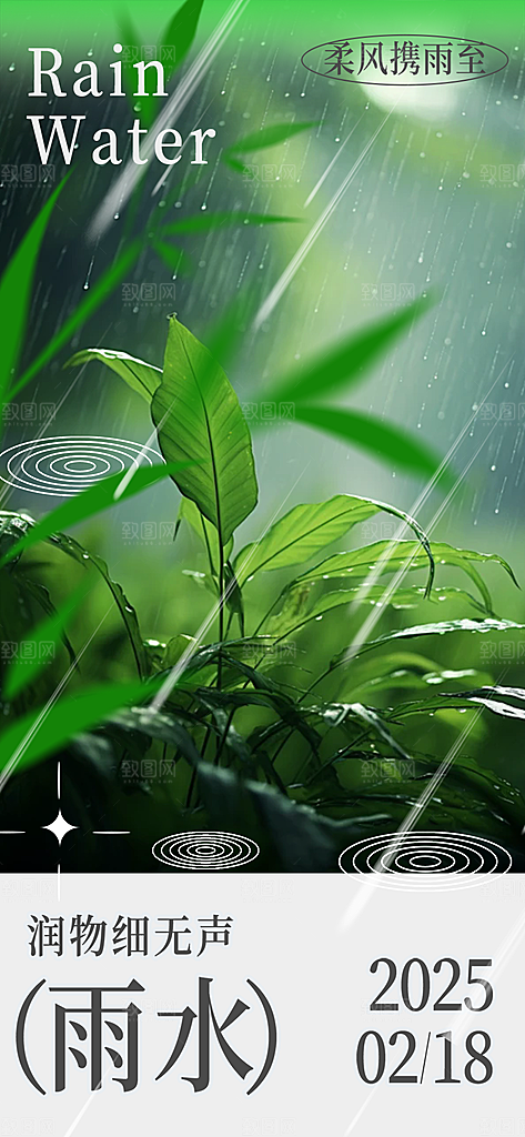 传统雨水二十四节气海报