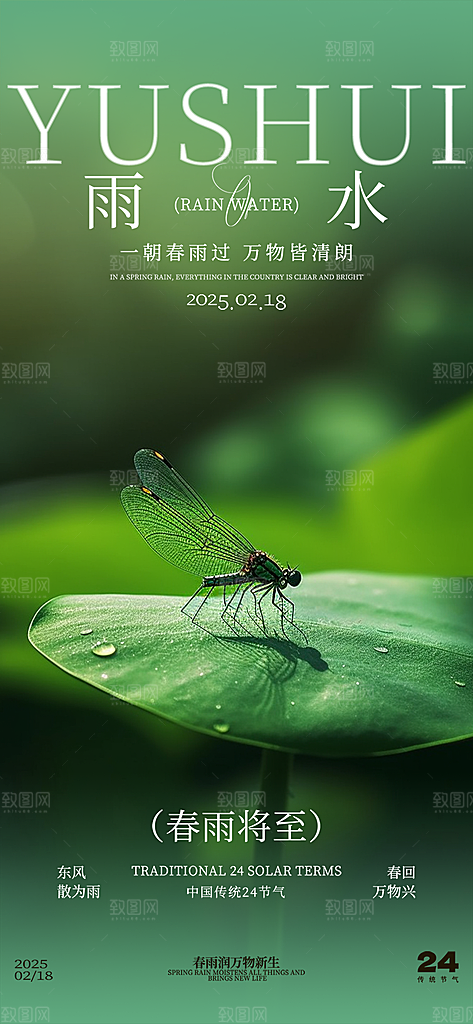 传统雨水二十四节气海报