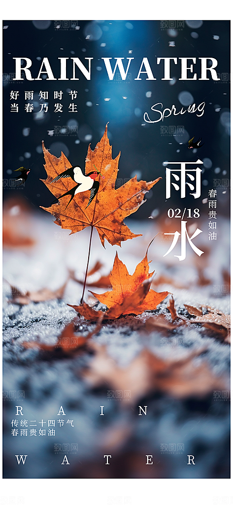 传统雨水二十四节气海报