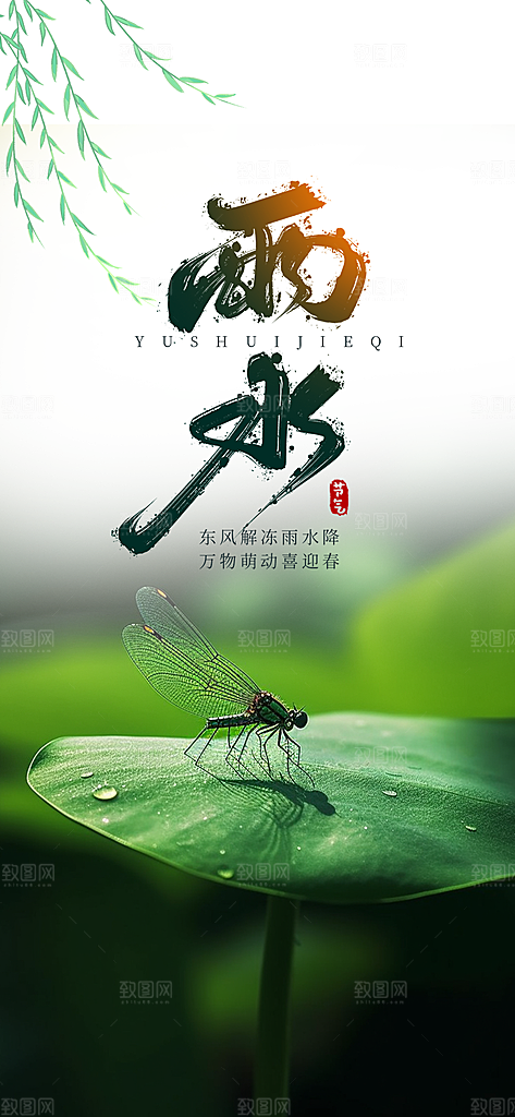 传统雨水二十四节气海报