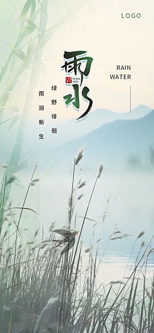 大气传统雨水二十四节气海报