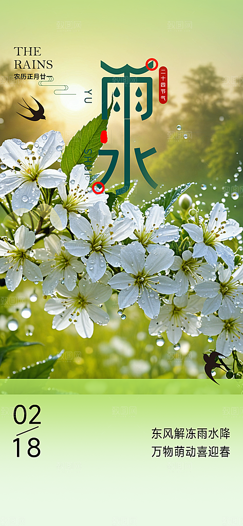 传统雨水二十四节气海报