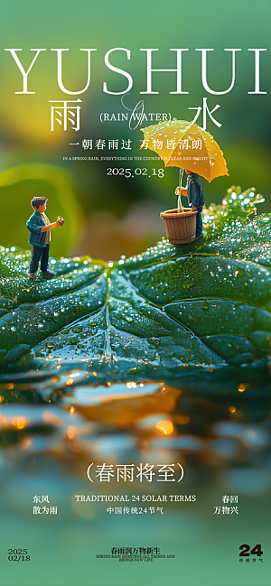 雨水二十四节气海报