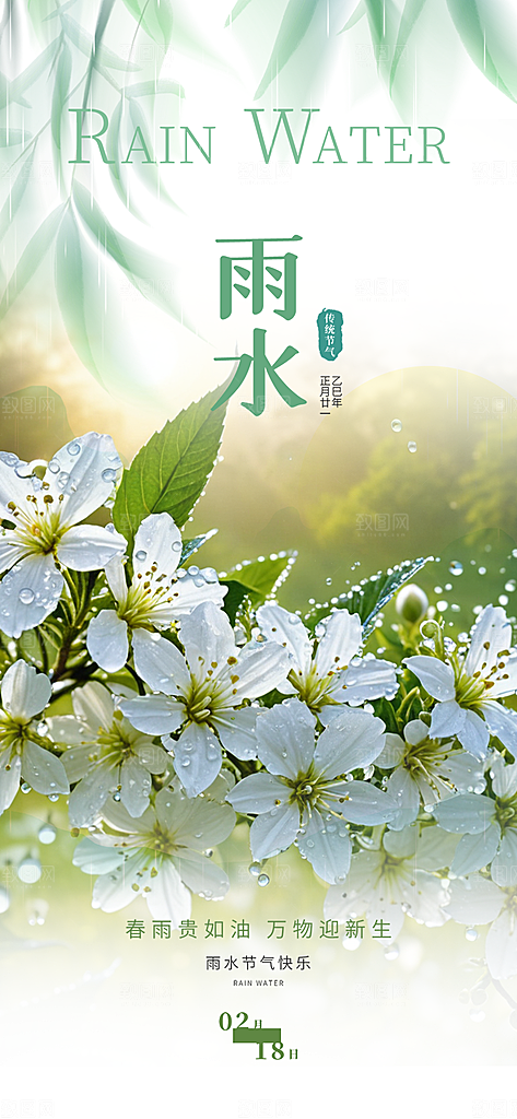 传统雨水二十四节气海报